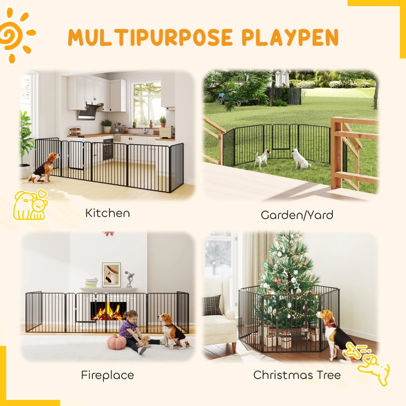 Dog Fence Outdoor 6 Panels 31.5" Height Steel Pet Exercise Pen Indoor, for Small and Medium Dogs