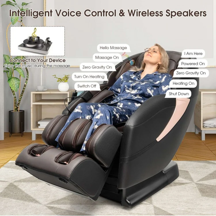 Zero Gravity SL-Track Electric Shiatsu Massage Chair with Intelligent Voice Control