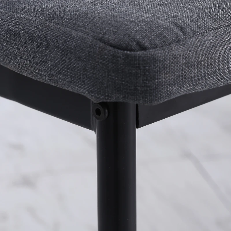 Modern Dining Chairs Set of 4, Upholstered Linen Fabric Kitchen Chairs with Channel Tufting and Metal Legs