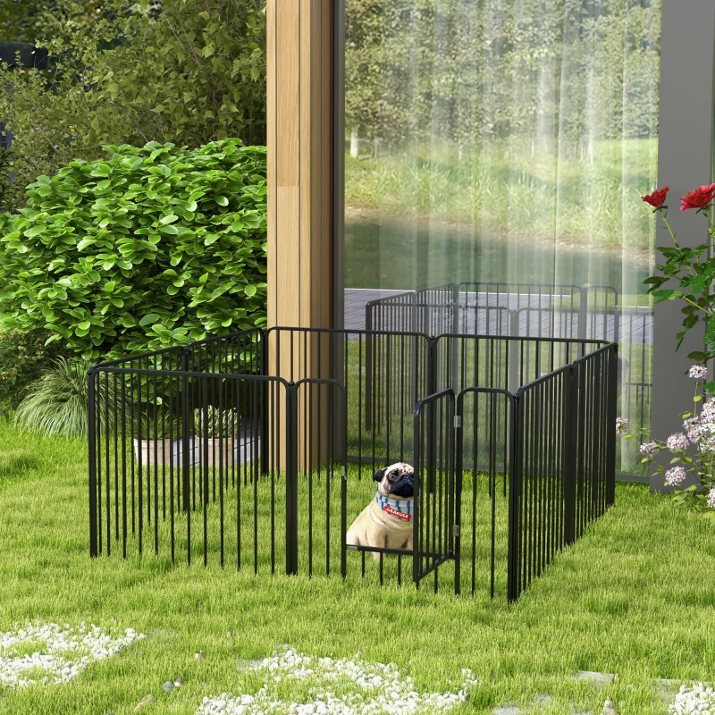 Dog Fence Outdoor 8 Panels 31.5" Height Steel Pet Exercise Pen Indoor, for Small and Medium Dogs