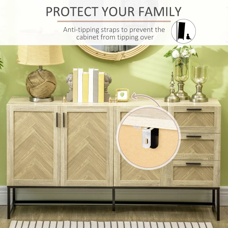  Buffet Cabinet, Coffee Bar Cabinet with Drawers and Adjustable Shelves