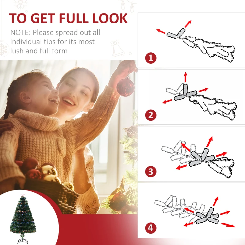 4ft Prelit Artificial Optical Xmas Tree Spruce Hinged Full Tree