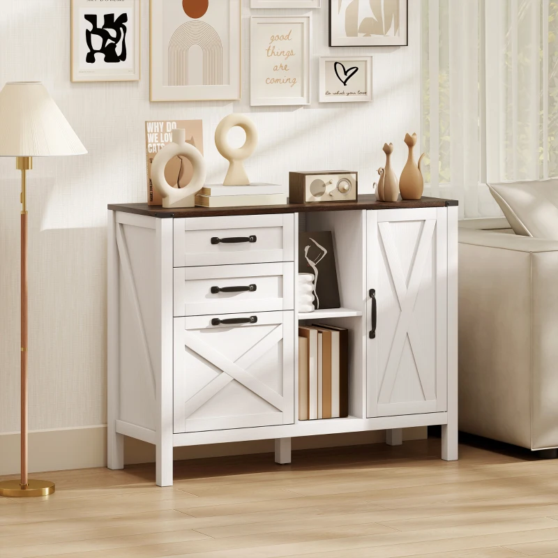 Lateral Filing Cabinet with Drawers, Shelves, Adjustable Hanging Bar for Home Office, Fit A4/Letter Files