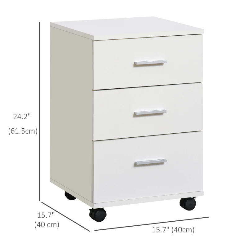 Mobile Filing Cabinet with Wheels, 3 Drawer File Cabinet with Lock and Keys
