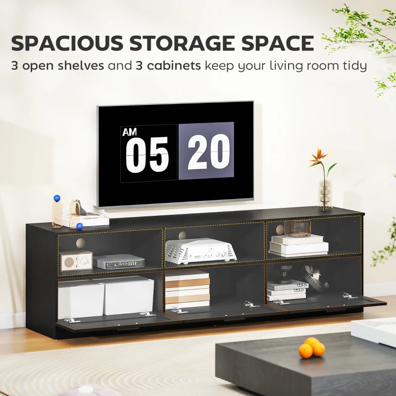 TV Stand with Storage, Modern Entertainment Center with 3 Cabinets and 3 Open Shelves, for TVs up to 85"