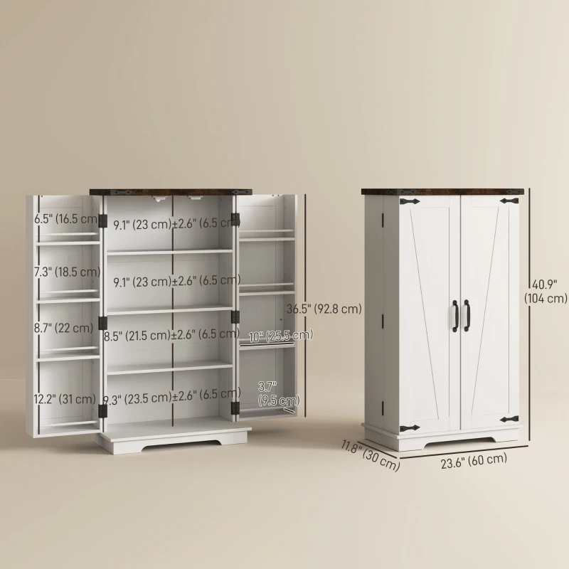 Farmhouse Kitchen Pantry Storage Cabinet, Kitchen Pantry Cabinet with Doors and Adjustable Shelves