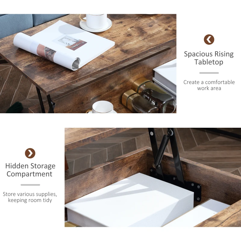 Lift Top Coffee Table with Hidden Storage Compartment Lift Tabletop Center Table