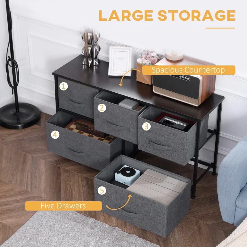  Linen Drawer Cabinet Organizer Storage Dresser Tower with 5 Removable Drawer Metal Frame