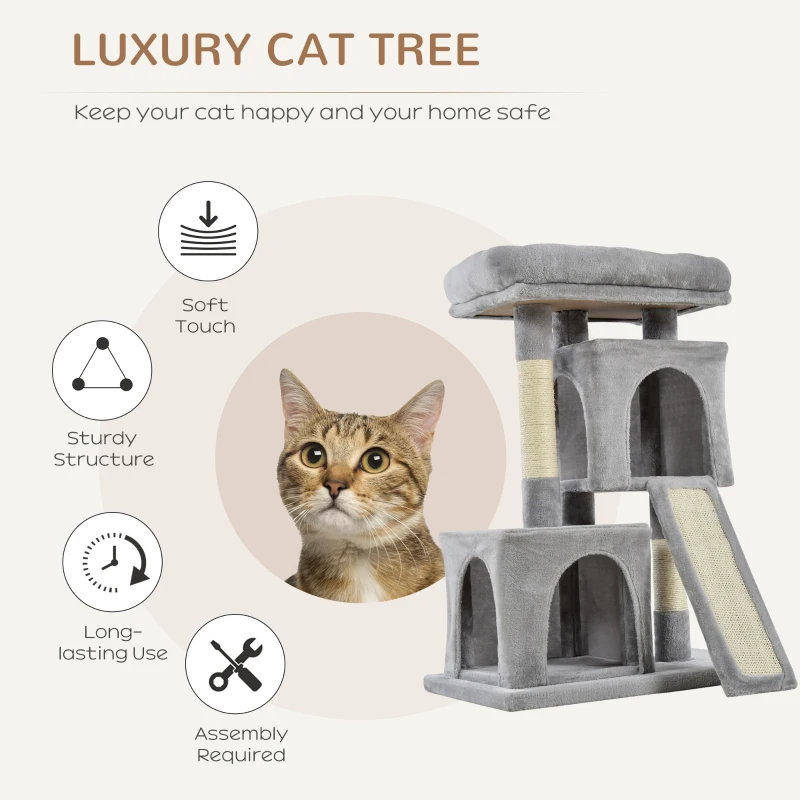 Plush Cat Tree Tower Activity Center with Sisal Scratching Post Scratching Board Perch Condo