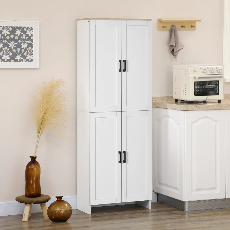  67" 4-Door Kitchen Pantry Cabinet, Freestanding Storage Cabinet Cupboard with Adjustable Shelves