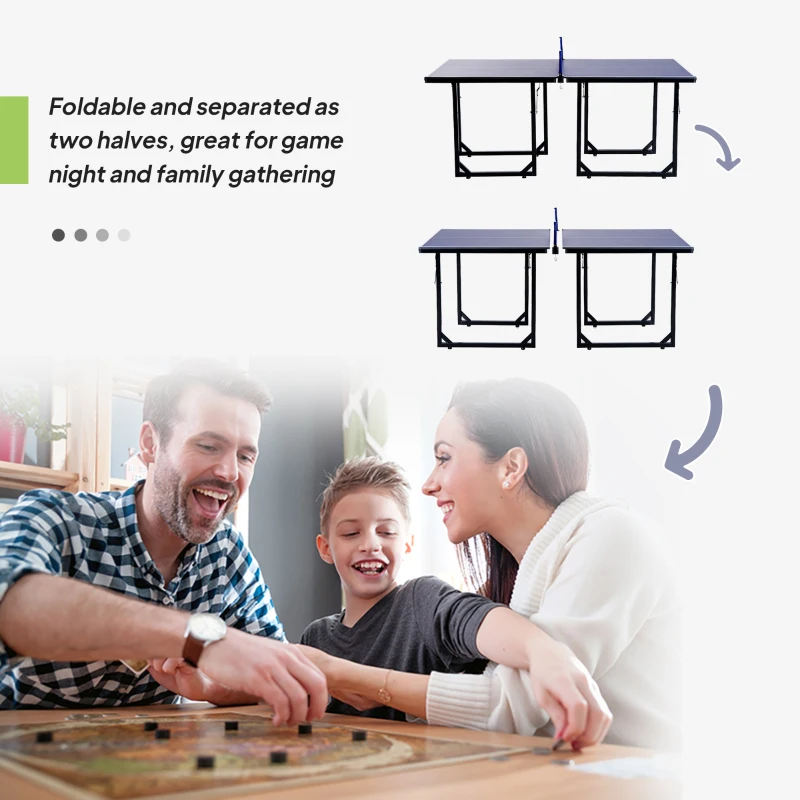  6x3ft Compact Midsize Table Tennis Table Multi-Use Family Ping-pong Table Free Standing Folding