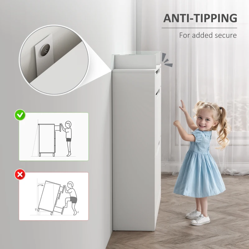 High Gloss Shoe Cabinet with 2 Flip Drawers and Adjustable Shelves, Narrow Shoe Storage Cabinet with Glass Top