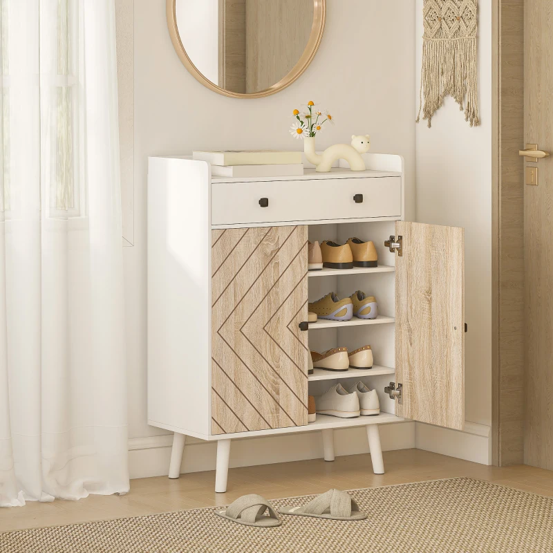  Shoe Cabinet for Entryway, Modern Shoe Storage Cabinet with Adjustable Shelves and Drawer for 12 Pairs