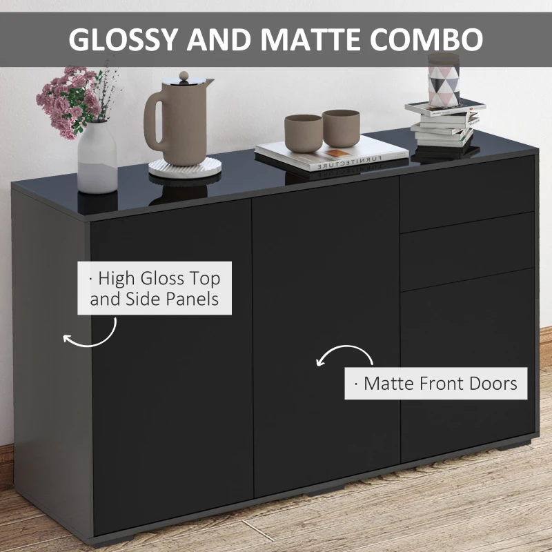 Storage Cabinet, Modern Coffee Bar with Push-Open Design and 2 Drawers