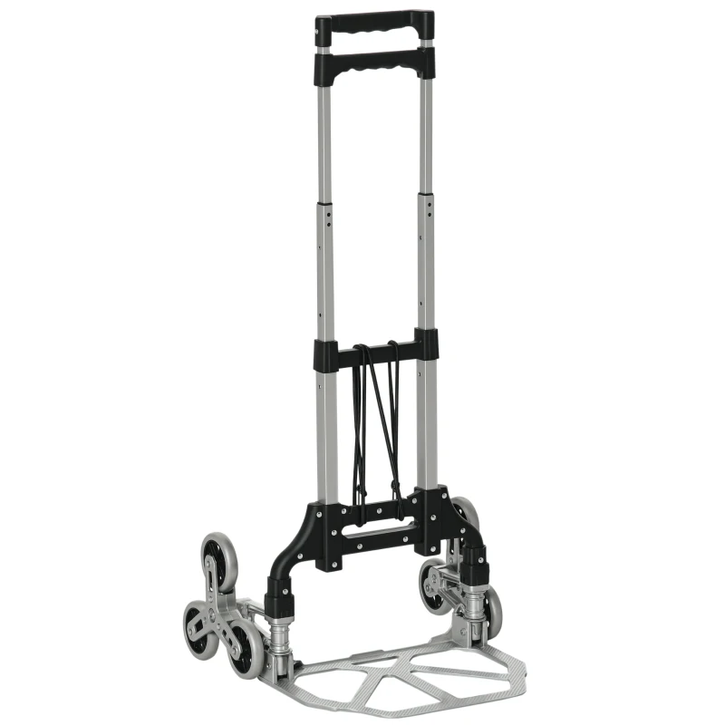6-Wheels Stair Climber Hand Truck, Dolly Heavy Duty Folding Steel Load Cart with Adjustable Telescoping Handle, 154lbs Capacity
