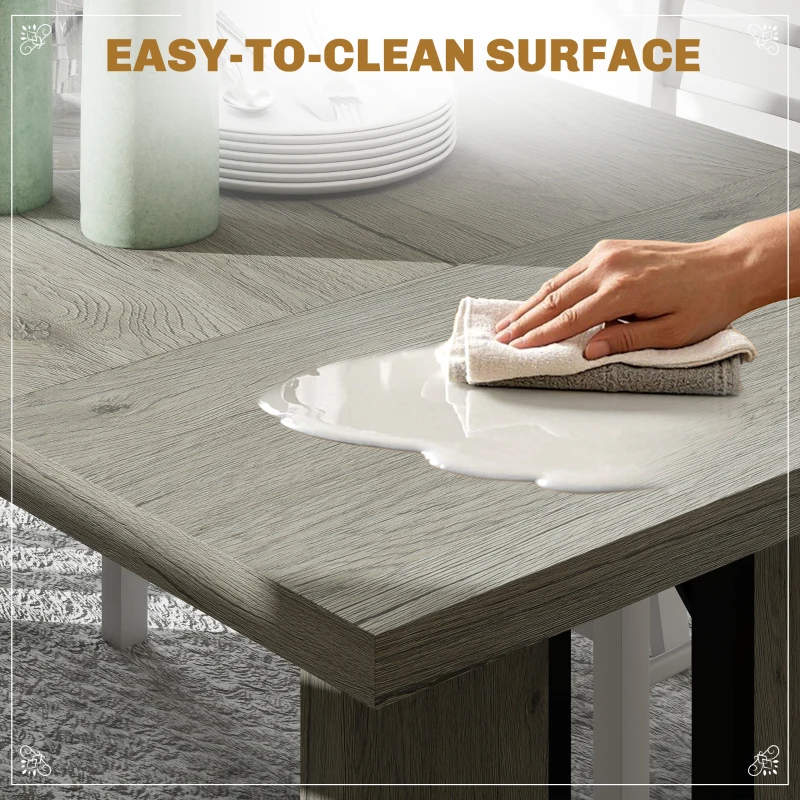 Industrial Kitchen Table for 8, 71" Rectangular Dining Table with Thick Tabletop