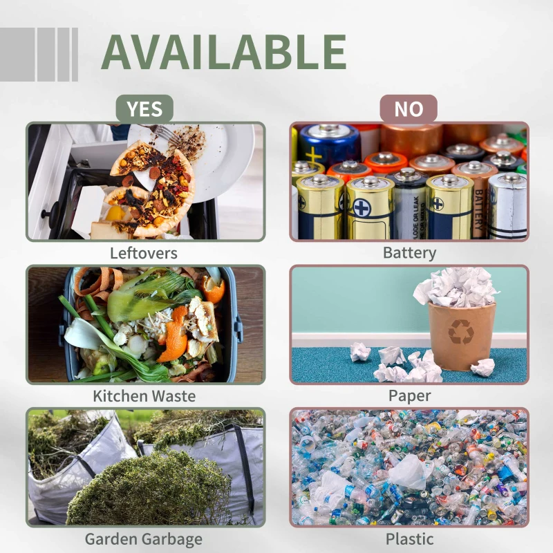 Tumbling Compost Bin Outdoor Dual Chamber 360° Rotating Composter 43 Gallon with Sliding Doors