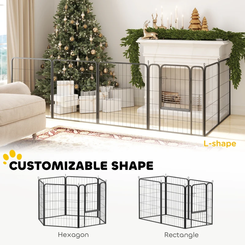 6 Panels Heavy Duty Dog Playpen Outdoor Indoor with Door & Strap, 31.5" Height Portable & Foldable