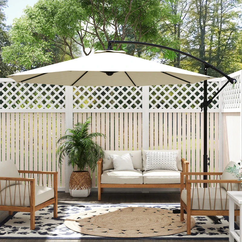 10ft Offset Patio Umbrella with Base, Grey