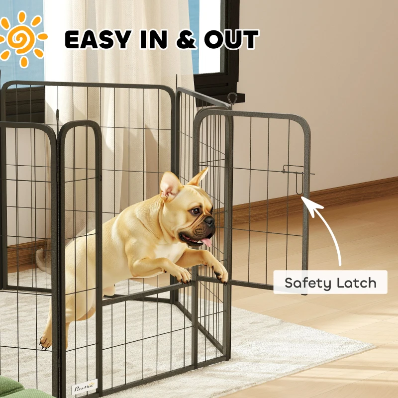 6 Panels Heavy Duty Dog Playpen Outdoor Indoor with Door & Strap, 31.5" Height Portable & Foldable