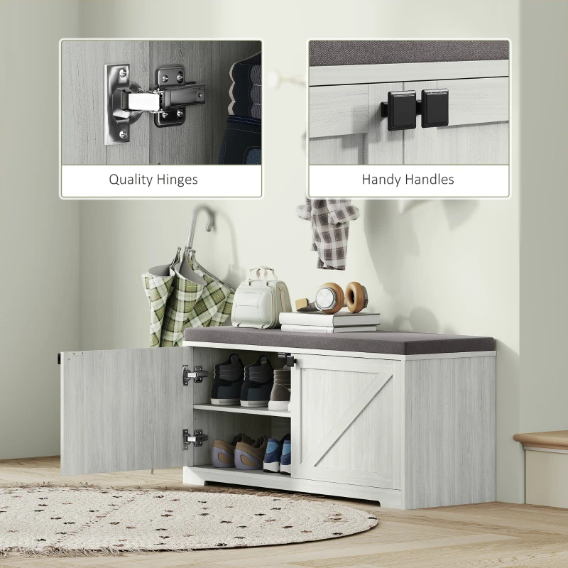 Shoe Storage Bench with Padded Seat, Entryway Bench