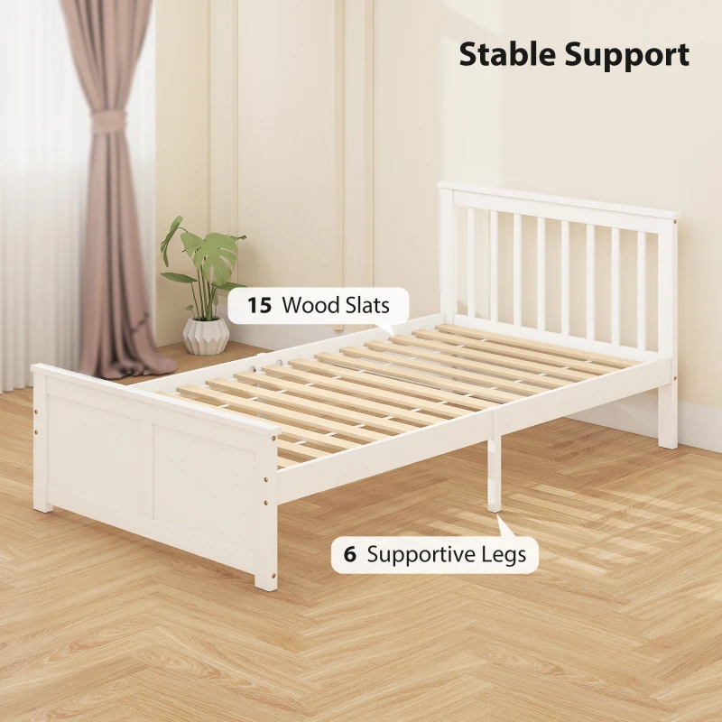  Pine Twin Bed Frame, Wood Storage Bed Frame with Drawers, Wood Slat Support, No Box Spring Needed