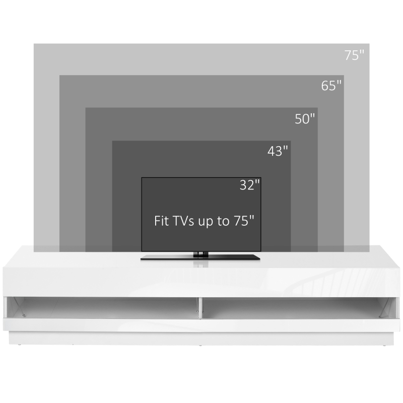 Lighted TV Stand for TVs up to 75", TV Cabinet with Storage 