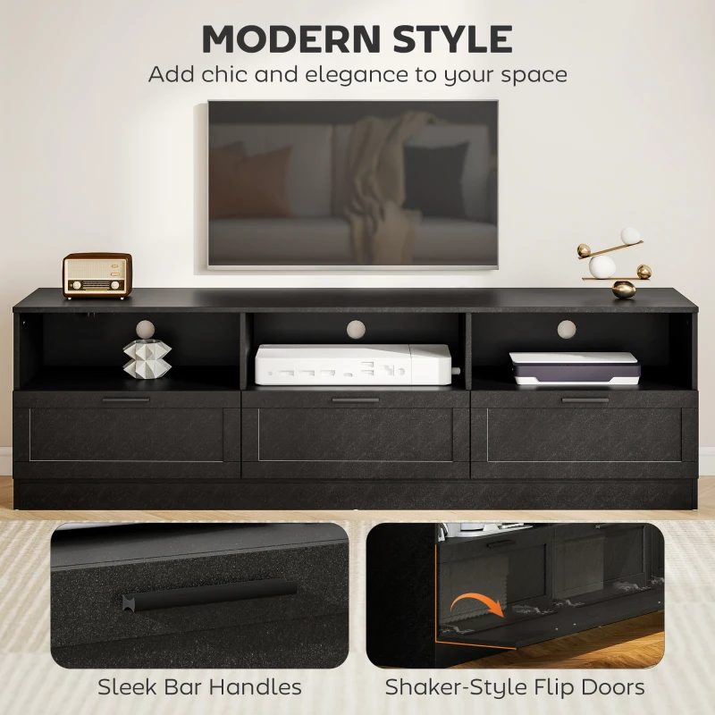 TV Stand with Storage, Modern Entertainment Center with 3 Cabinets and 3 Open Shelves, for TVs up to 85"