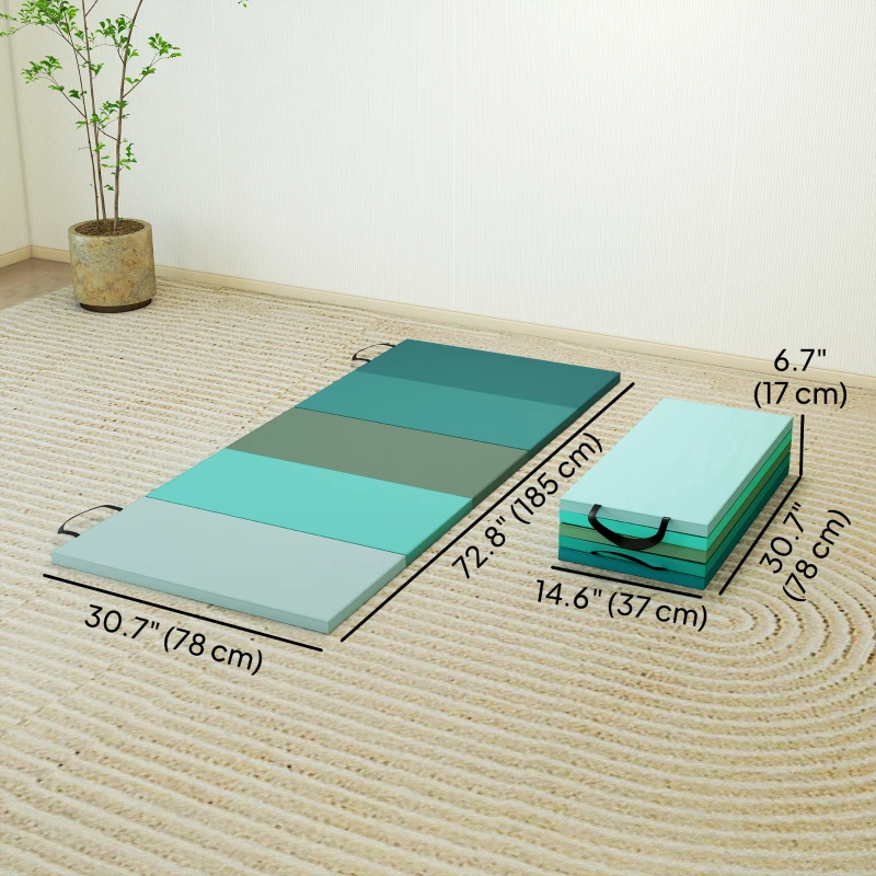 6ft Folding Gymnastics Mat, Thick Exercise Mat with Carry Handles for Yoga Aerobics Fitness Training