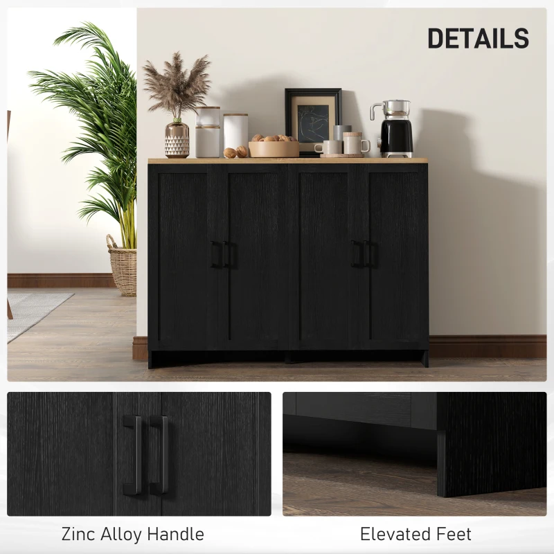 Modern Sideboard Buffet Cabinet, Modern Kitchen Storage Cabinet with 4 Doors Adjustable Shelves