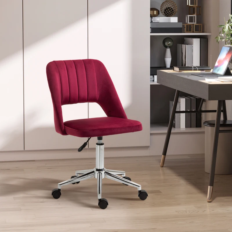 Mid Back Office Chair Velvet Fabric Swivel Scallop Shape Computer Desk Chair