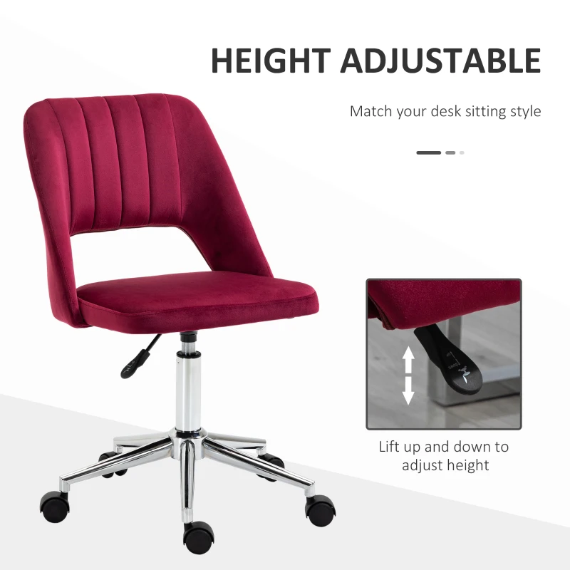Mid Back Office Chair Velvet Fabric Swivel Scallop Shape Computer Desk Chair