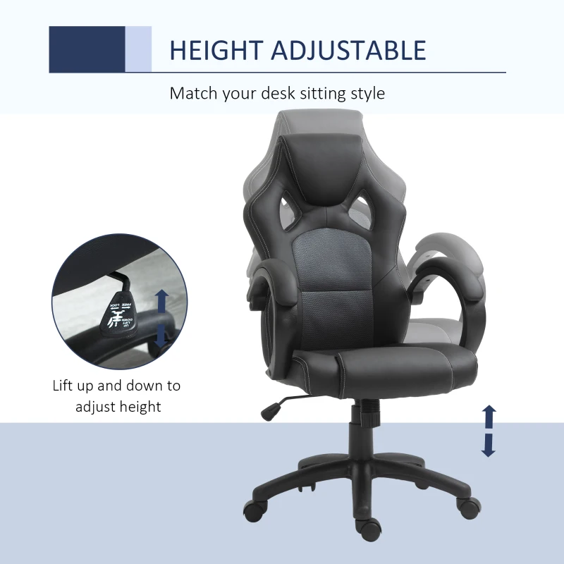 Racing Gaming Chair Office Chair Computer Desk Gamer Chair with Swivel Wheels, Padded Headrest, Tilt Function