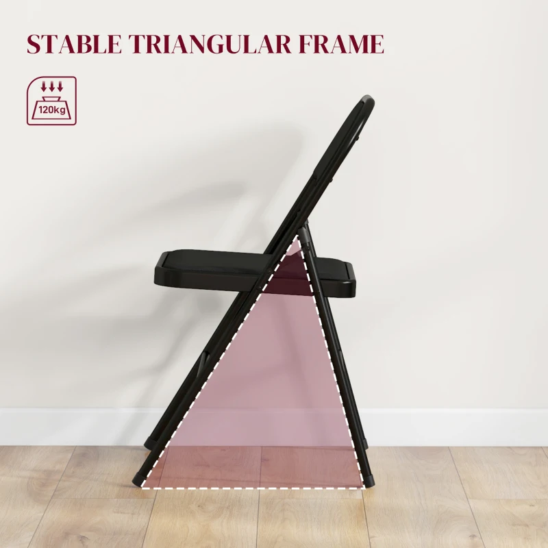 Set of 6 Metal Foldable Chairs, Linen Fabric Padded Folding Chairs with Cushion Seat and Open Back