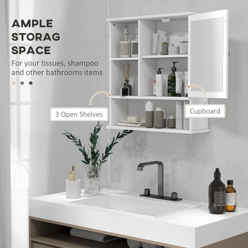 Wall-Mounted Medicine Cabinet, Bathroom Mirror Cabinet with Doors and Storage Shelves