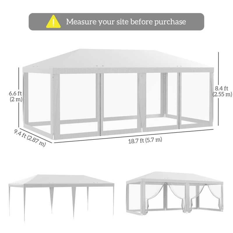  10' x 20' Party Tent Outdoor Canopy Garden Sun Shade with 8 Mosquito Mesh Netting and Zipper Door