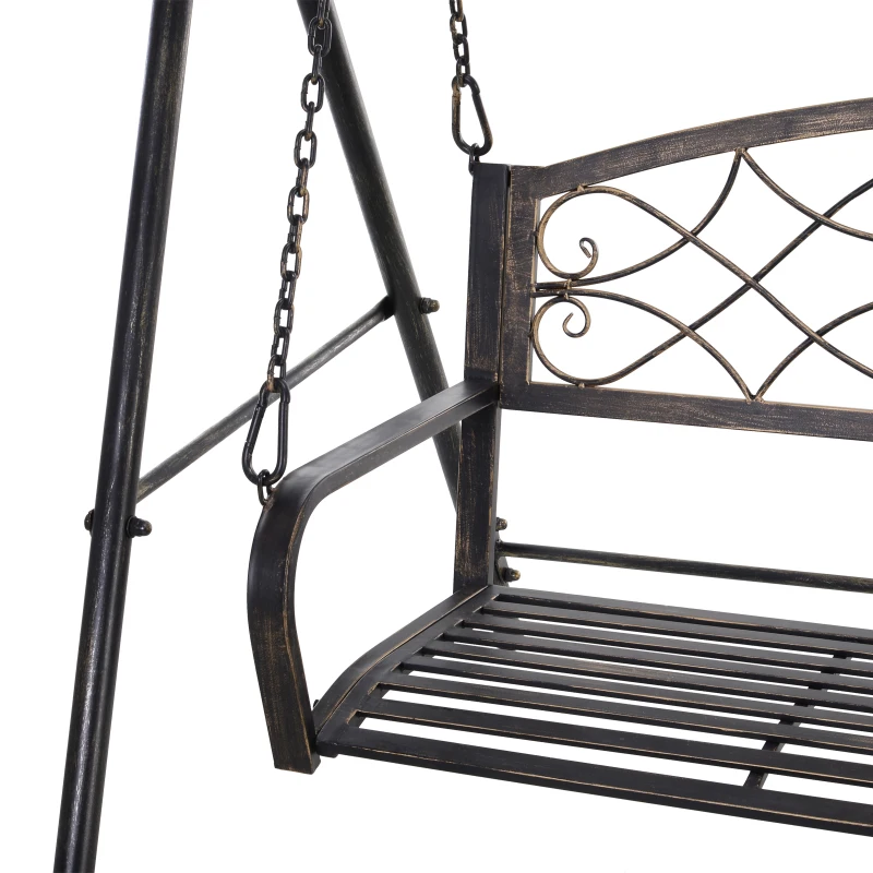  2 Seater Porch Swing Chair, Weather Resistant Outdoor Swing Seat with Metal Frame