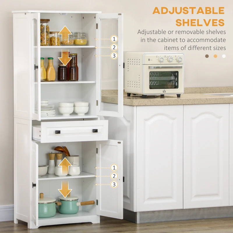 63" 4-Door Kitchen Pantry Cabinet, Freestanding Storage Cabinet Cupboard with Adjustable Shelves
