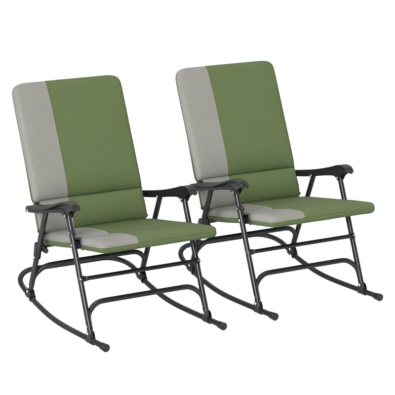 Folding Rocking Chair Set, Oversized Outdoor Rocking Chair with 400 lbs Capacity, Wide Seat, Padded High Back