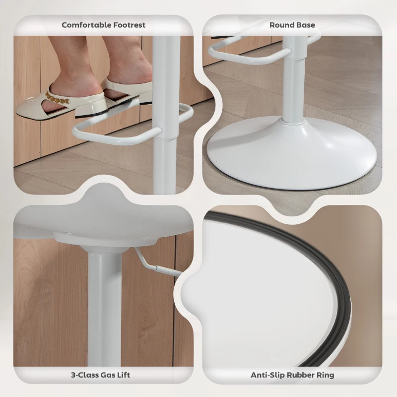 Counter Height Bar Stools Set of 2, Streamlined Bar Chairs with Adjustable Height and Swivel PU Leather Seat