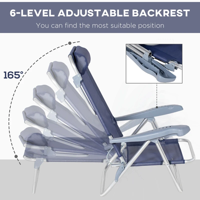 Set of 2 Fishing Chairs, Camping Chairs with Adjustable Backrest and Headrest