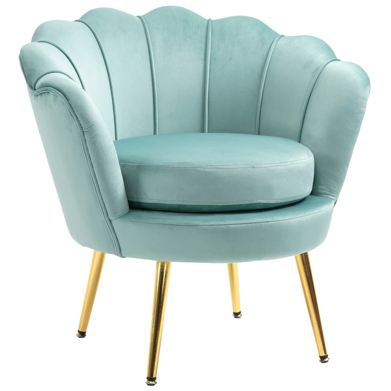 Modern Accent Chair, Velvet-Touch Fabric Leisure Club Chair with Gold Metal Legs