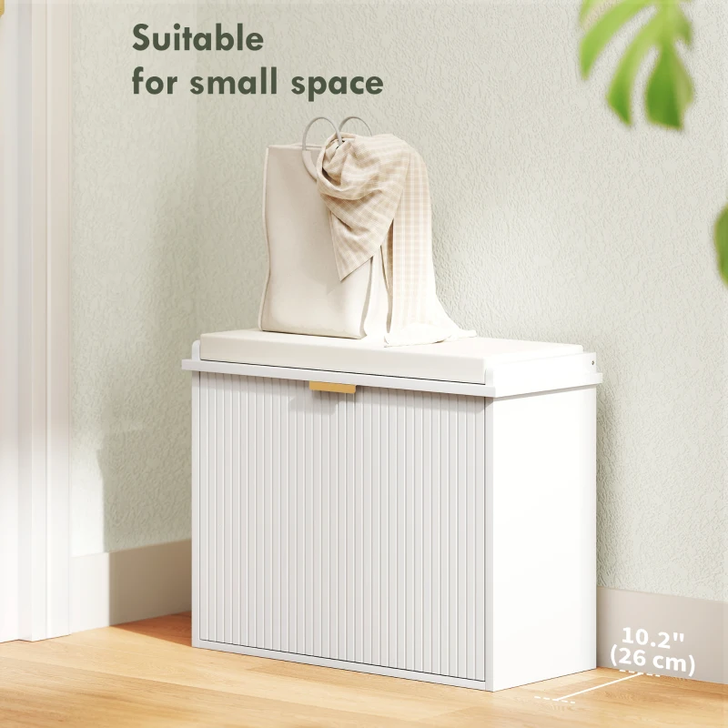 Entryway Bench with Padded Seat and Flip-Drawers, Holds up to 265lbs, Shoe Storage Bench for 6 Pairs of Shoes