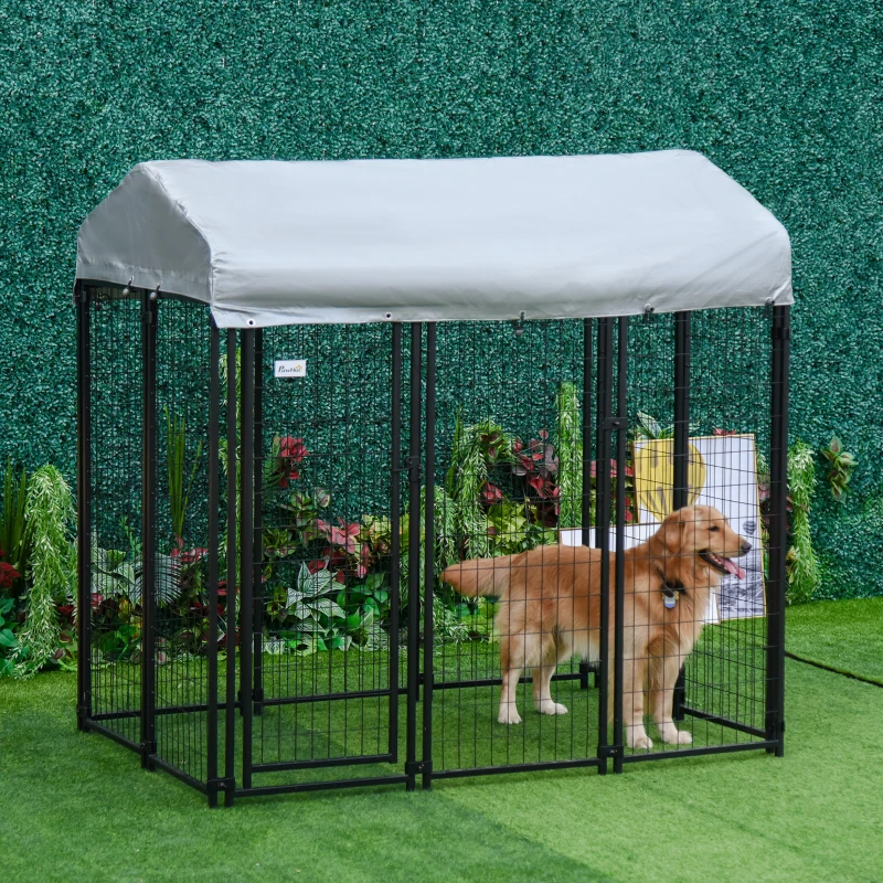 Outdoor Dog Kennel with Waterproof UV-Resistant Cover, 6 x 4 x 6 ft