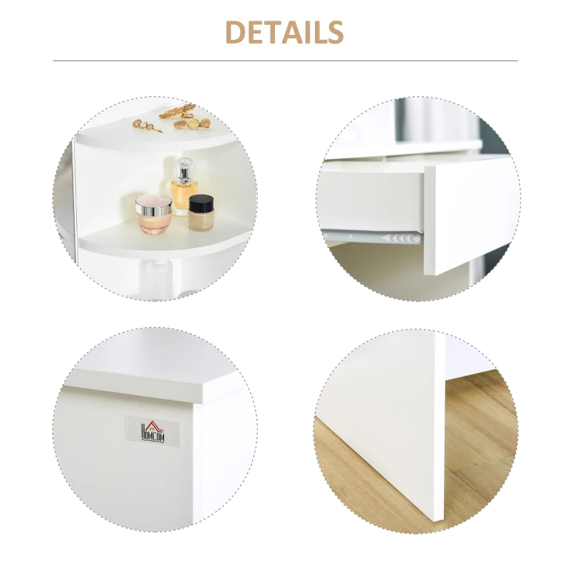 Vanity Desk with Mirror, Makeup Vanity with Open Shelves and Drawer