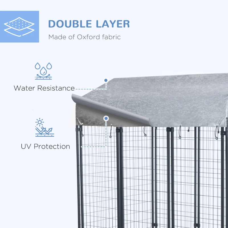 Outdoor Dog Kennel with Waterproof UV-Resistant Cover, 6 x 4 x 6 ft