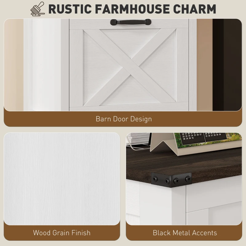 Vertical Filing Cabinet with 2 Drawers, Rustic Farmhouse Office Storage Cabinet for A4, Letter Size