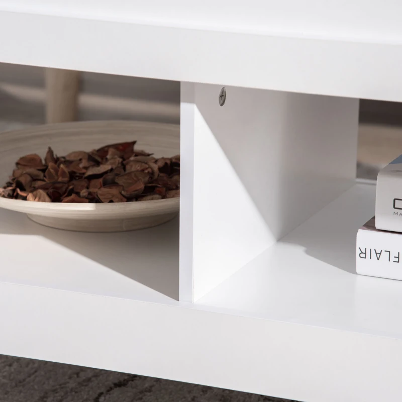 Lift Top Coffee Table with Hidden Storage Compartment and Open Shelves