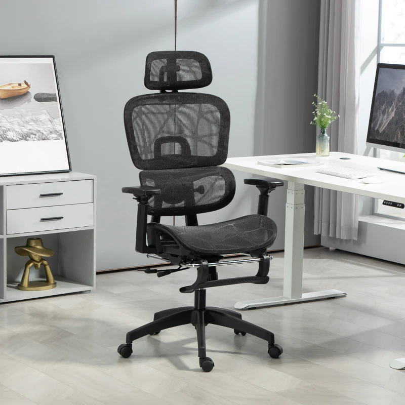 Mesh Office Chair with 3D Armrest, High Back Desk Chair with Lumbar Support, 135° Reclining, Adjustable Headrest