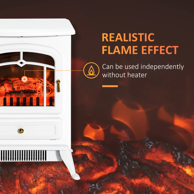 16" Free Standing Electric Fireplace Portable Adjustable Stove with Heater Wood Burning Flame